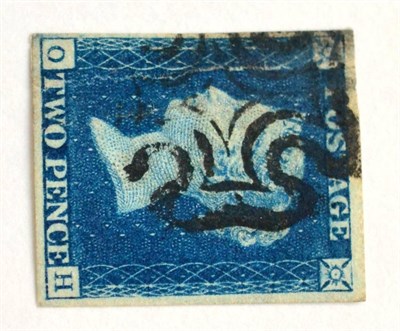 Lot 837 - Great Britain. 1840 2d Deep dull blue O-H. Four margins, used with a black Maltese cross....