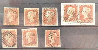 Lot 844 - Great Britain. Six 1841 1 d red - all four margins, used. L-K, Plate 27 with fine black Maltese...