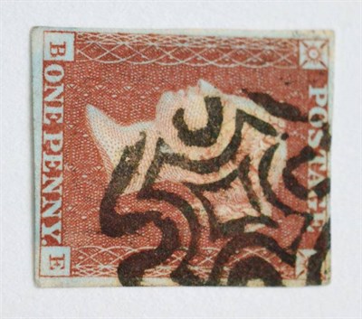 Lot 849 - Great Britain. 1841 1d Red-brown B-E with ivory head. Four margins, used with a black Greenock...