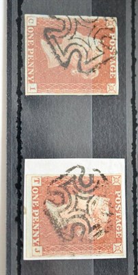 Lot 855 - Great Britain. 1841 1d Red C-I, Plate 39. Four margins, used with a black Belfast Maltese...