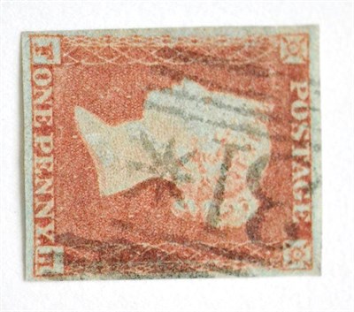 Lot 861 - Great Britain. 1841 1d Orange-red F-H, Plate 143. Four margins, used with 131 cancel of...