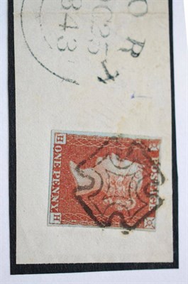 Lot 866 - Great Britain. 1843 1d Red-brown H-H, Plate 39? Four margins, tied to small piece by a fine...