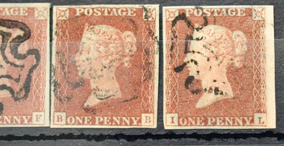 Lot 874 - Great Britain. 1841 Reds. K-F, Plate 12 with letter K double and NE frame break, four margins, used