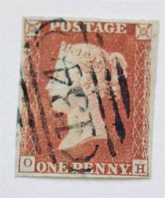 Lot 878 - Great Britain. 1841 1d Red O-H, Plate 108. Four margins, used with a Bristol 134 town...