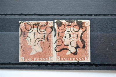 Lot 883 - Great Britain. 1841 1d Red-brown Q-L. Four margins, used with a black numeral 1 Maltese cross. Also