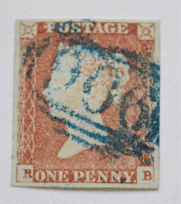 Lot 884 - Great Britain. 1841 1d Red-brown R-B, Plate 81. Four margins, used with the scarce 906 Woburn...