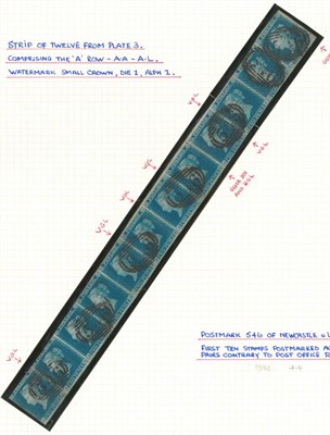 Lot 897 - Great Britain. 1841 2d Blue, horizontal strip of twelve AA/AL, Plate 3. Lower and right margins...