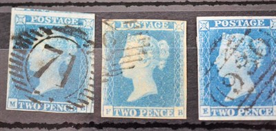 Lot 902 - Great Britain. 1841 2d Blue M-B, Plate 4. Four margins (huge at top, frame just touched lower...