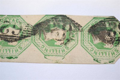 Lot 915 - Great Britain. 1847 to 1854 1s Embossed, vertical strip of three (cut to shape both top and...