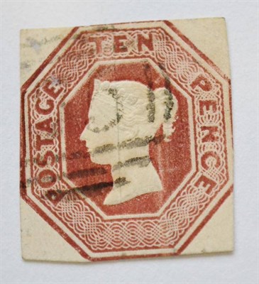 Lot 917 - Great Britain. 1848 10d embossed, cut square, but all frames touch. Good used