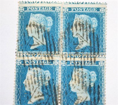 Lot 921 - Great Britain. 1854 2d Deep blue. Wmk Small Crown, perf 16. Good used block of four, with...