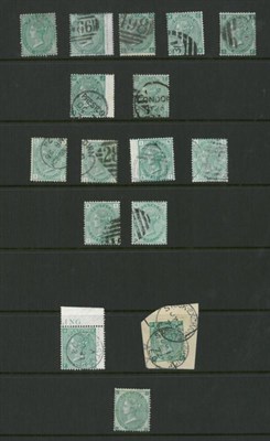 Lot 926 - Great Britain. A group of used Queen Victoria 1856 to 1873 1s surface printed. 1856 1s green...