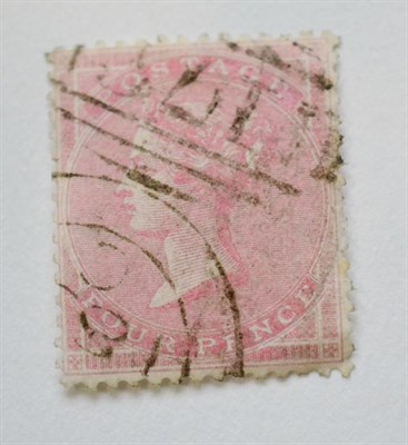 Lot 927 - Great Britain. September 1856 4d Pale carmine, thin paper, watermark medium garter, used