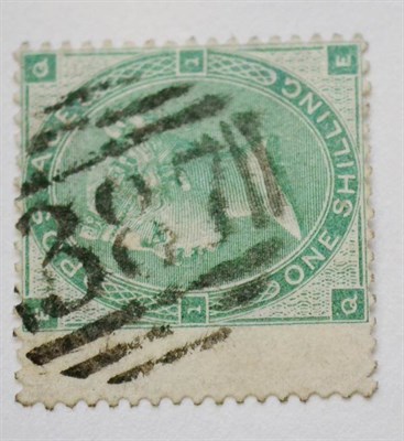 Lot 940 - Great Britain. December 1862 1s green Q-E, Plate 1, wing. Used. S.G.Spec,J101(2)