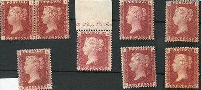 Lot 941 - Great Britain. 1864-1879 1d Reds, Plates 72 (top marginal with part inscription), 80, 156, 175,...