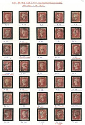 Lot 942 - Great Britain. 1864 to 1879 1d Red, used. A complete collection of Plates (less Plate 77)