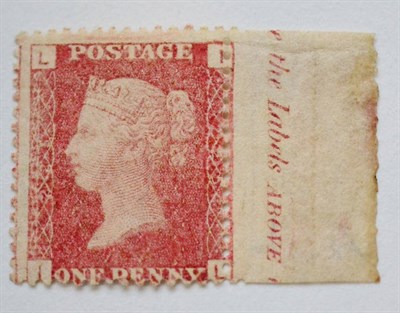 Lot 944 - Great Britain. 1864 to 1879 1d Red I-L, Plate 225, with right marginal showing part...