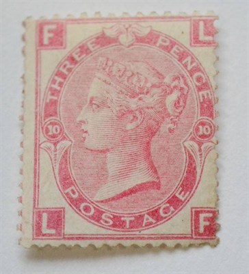 Lot 948 - Great Britain. 1867 3d Rose Watermark spray L-F, Plate 10. Centred to right. Mint. S.G.Spec.J35