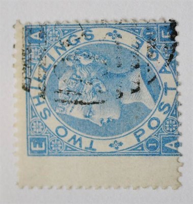 Lot 951 - Great Britain. 1867 2s Pale blue A-E, Plate 1, with left wing. Fine used. S.G.Spec.118(3)