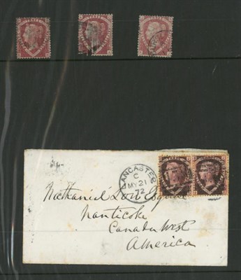 Lot 961 - Great Britain. 1870 1 1/2d H-H, Plate 1 and K-J, O-A, Plate, all used. Also an 1872 cover to Canada