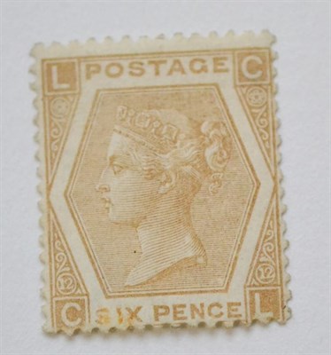 Lot 965 - Great Britain. 1872 6d Pale buff C-L, Plate 12. Centred to bottom. Fine mint. S.G.Spec.J80(1)