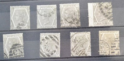 Lot 967 - Great Britain. A small study of the Queen Victoria 1873 to 1881 6d surface printed used. April 1873