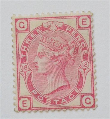 Lot 972 - Great Britain. 1875 3d Pale rose E-G, Plate 18, watermark spray. Good mint