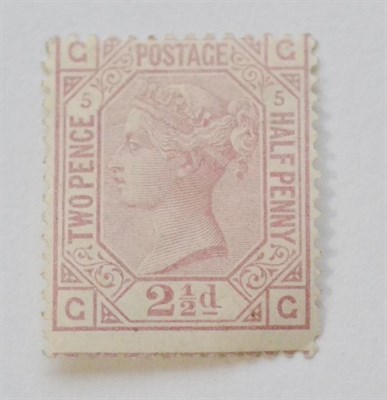 Lot 973 - Great Britain. 1876 2 1/2d Rosy mauve G-G, Plate 5. Centred to top, blind perf. Good mint