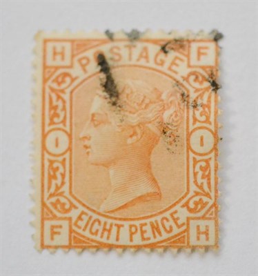 Lot 975 - Great Britain. 1876 8d Orange F-H, Plate 1. Watermark Large garter, S.G.Spec.J91A