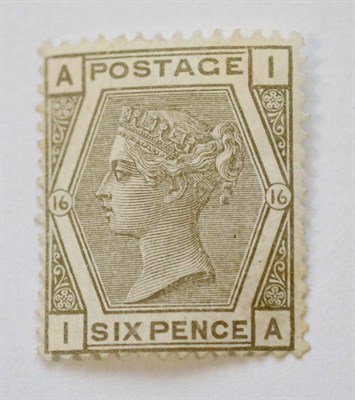 Lot 980 - Great Britain. 1878 6d Grey I-A, Plate 16. Watermark spray.  Mint