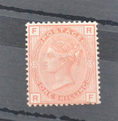 Lot 993 - Great Britain. 1881 1s Orange-brown R-F, Plate 13. Watermark Imperial Crown. Well centred, mint