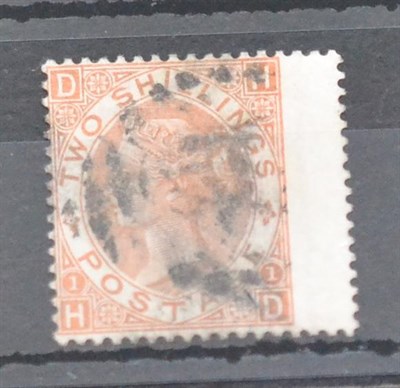 Lot 994 - Great Britain. 1880 2s Brown H-D, wing. Used, with a part smudged cancel