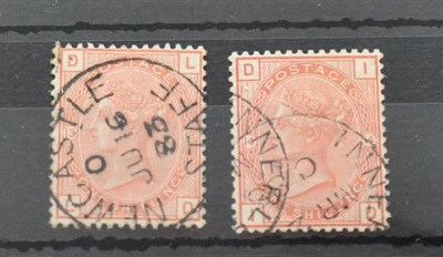 Lot 995 - Great Britain. 1881 1s Orange-brown L-D, Plate 12, used with a clear Newcastle, Staff CDS,...