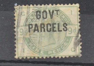 Lot 1000 - Great Britain. 1883 9d Dull green I-G, overprinted Govt. Parcels. Good used, with minor toning...