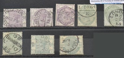 Lot 1016 - Great Britain. 1883 to 1884 2d, 2 1/2d, 3d, 4d, 5d, 6d, 9d and 1s Lilacs and greens, used