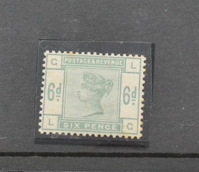 Lot 1017 - Great Britain. 1884 6d Green L-G. Feint foxing to reverse of one perf