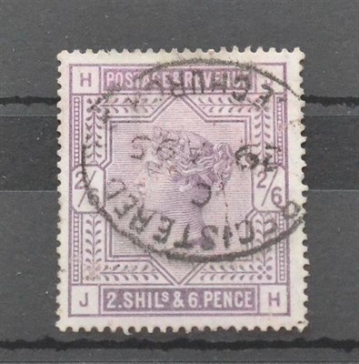 Lot 1020 - Great Britain. 1884 2s6d Lilac J-H, used with a 1895 Registered oval hand stamp