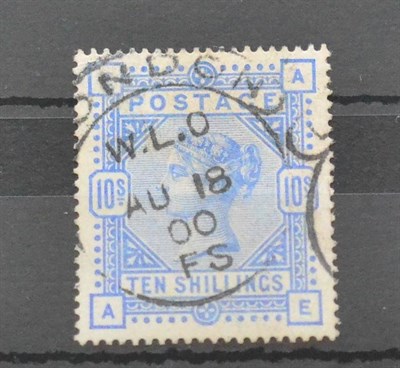 Lot 1024 - Great Britain. 1884 10s Pale ultramarine A-E, used with a London Au 18 00 hooded circle....