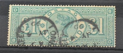 Lot 1038 - Great Britain. 1891 £1 Green B-D, used