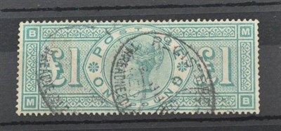 Lot 1041 - Great Britain. 1891 £1  Green M-B. Used with registration cancel