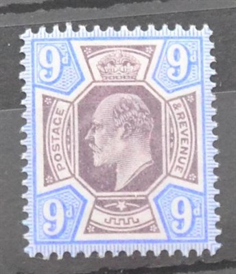 Lot 1043 - Great Britain. 1902 9d Dull purple and ultramarine. Unmounted