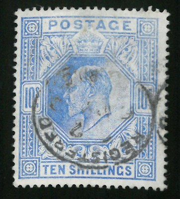 Lot 1048 - Great Britain. 1902 10s Ultramarine. Used