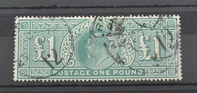 Lot 1051 - Great Britain. 1902 to 1911 £1 Green, used