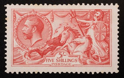 Lot 1065 - Great Britain. June 1913 5s mint. Minor foxing on reverse of perfs, not detracting