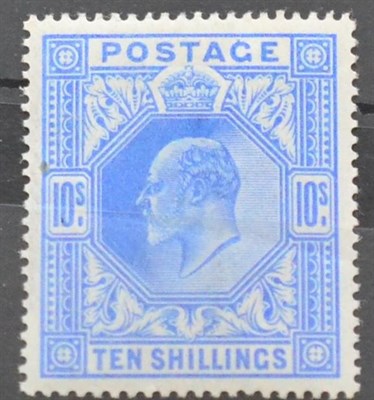 Lot 1068 - Great Britain. 1912 10s Blue. Lightly mounted. Horizontal crease not detracting