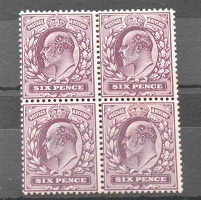 Lot 1069 - Great Britain. July 1913 9d Deep plum. Unmounted block of four. S.G.Spec M36.2