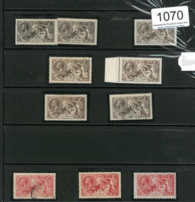 Lot 1070 - Great Britain. 1913 to 1919 Seahorses. 1913 Waterlow 2s6d deep sepia-brown mint (1), 2s6d...