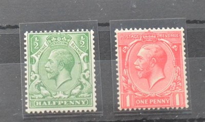 Lot 1071 - Great Britain. August 1913 1/2 d to 1d, unmounted. Watermark Multiple Royal Cypher