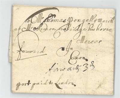 Lot 1105 - Great Britain. A letter sheet headed 20 July 1664 with complete letter. Addressed to Mr Thomas...