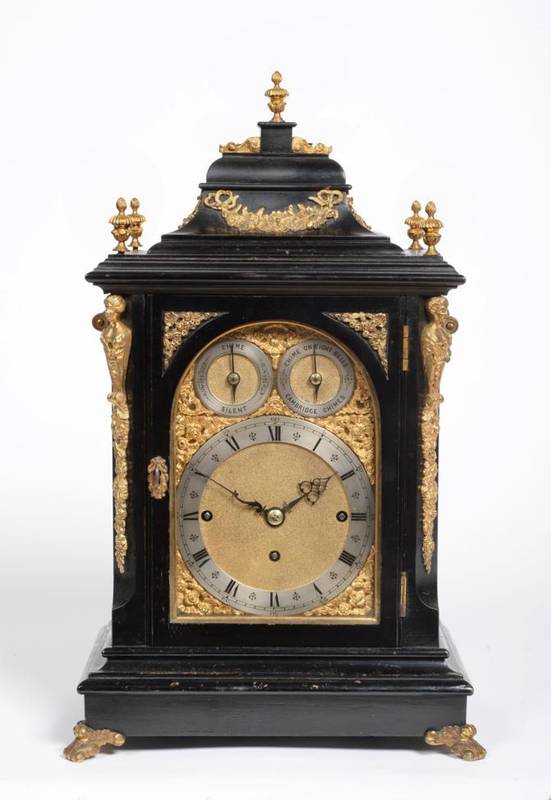 Lot 868 - An Ebonised Chiming Table Clock, circa 1890,